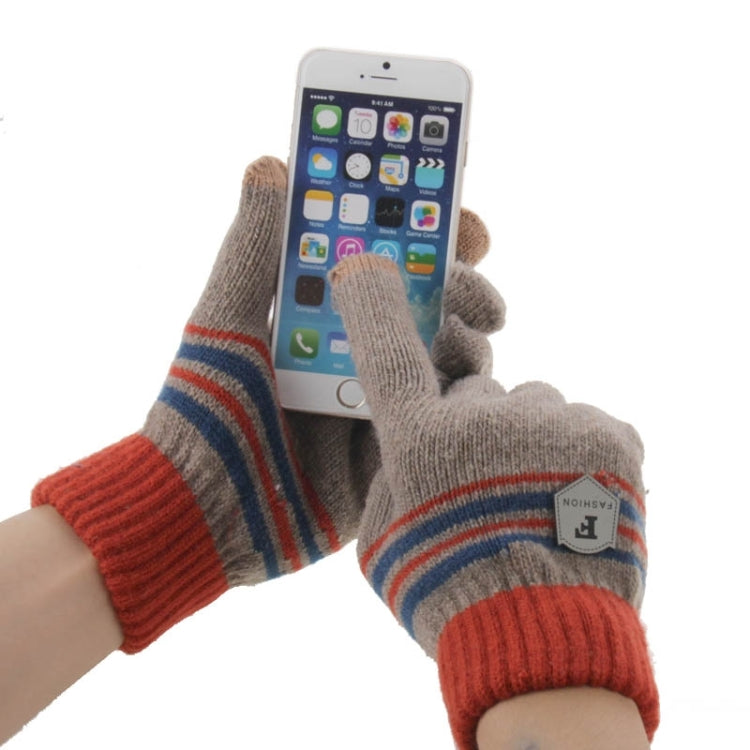 Fashionable Stripe Style 2-finger Capacitive Touch Gloves for Men