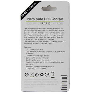 Micro Auto USB in Car Charger for iPad 2 & iPad, iPhone, Mobile, Zune, Output: 5V/2.1A(Pink)