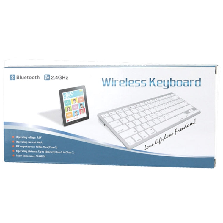 BK3001 Ultra-thin Bluetooth 3.0 ABS Keyboard for iPad Air 2 / iPAD Air / iPad 6 / iPad 5 / iPad mini 1 / 2 / 3 / New iPad (iPad 3) / iPad ,iPhone 4 & 4S / 3G,Sony PS3,Smart phones(White)