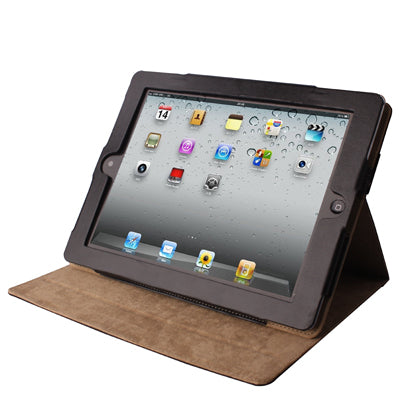 High Quality Leather Case with Holder for iPad 2 (Black)