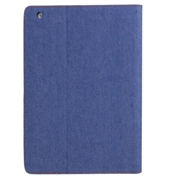 Denim Texture Leather Case with Credit Card Slots & Holder with Holder for iPad 4 / iPad New (iPad 3) / iPad 2 (Dark Blue)