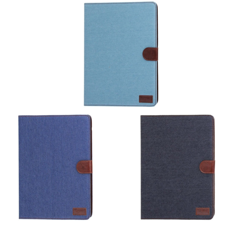 Denim Texture Leather Case with Credit Card Slots & Holder with Holder for iPad 4 / iPad New (iPad 3) / iPad 2 (Dark Blue)