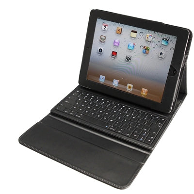 2 in 1 Split design Bluetooth Keyboard + Folding Leather Tablet Case for iPad 2(Black)