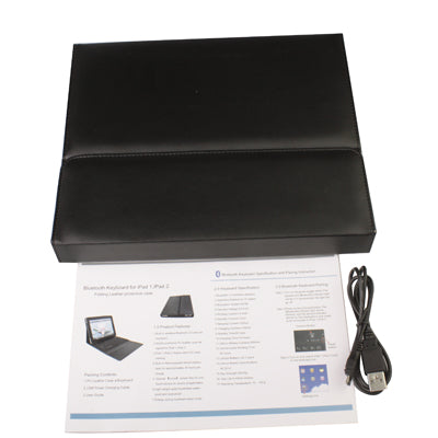 2 in 1 Bluetooth Keyboard + Folding Leather Protective Case for iPad 2 / iPad(Black)