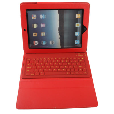 2 in 1 Bluetooth Keyboard + Folding Leather Tablet Case for iPad 2(Red)