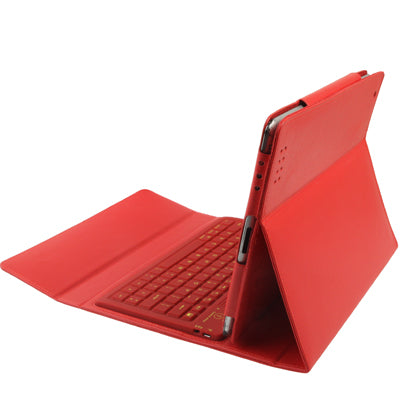 2 in 1 Bluetooth Keyboard + Folding Leather Tablet Case for iPad 2(Red)