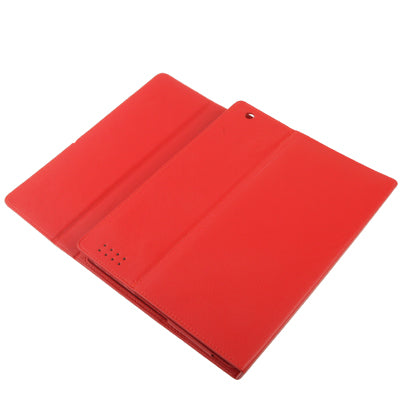 2 in 1 Bluetooth Keyboard + Folding Leather Tablet Case for iPad 2(Red)