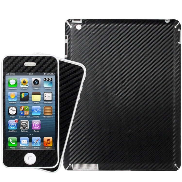 Full Housing Carbon Fiber Skin Sticker for iPad 3 / iPad 2 + iPhone 4 & 4S