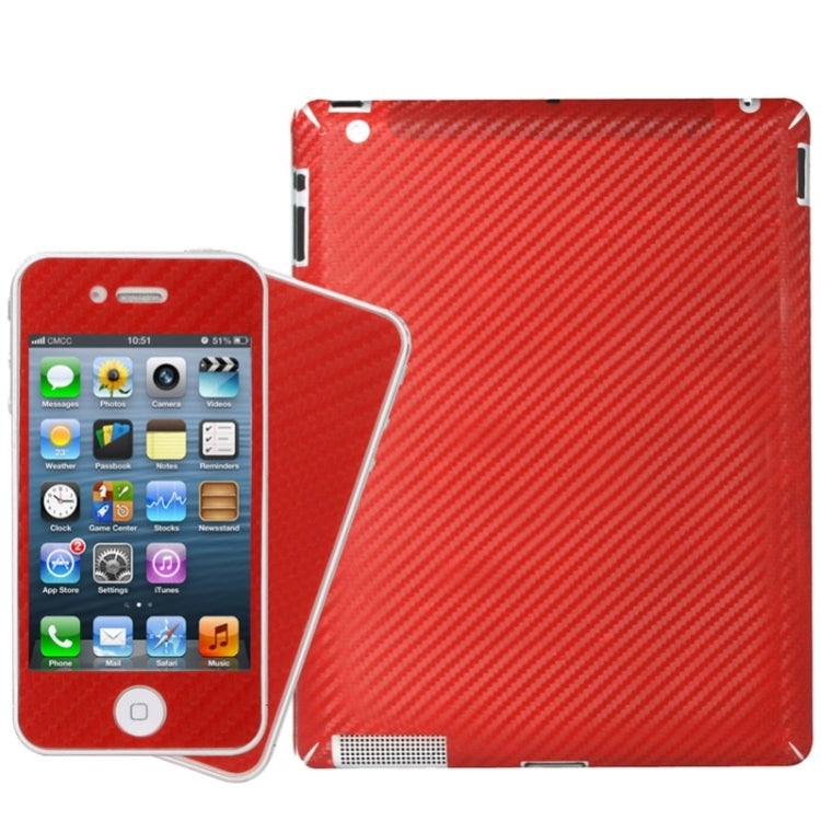Full Housing Carbon Fiber Skin Sticker for iPad 3 / iPad 2 + iPhone 4 & 4S