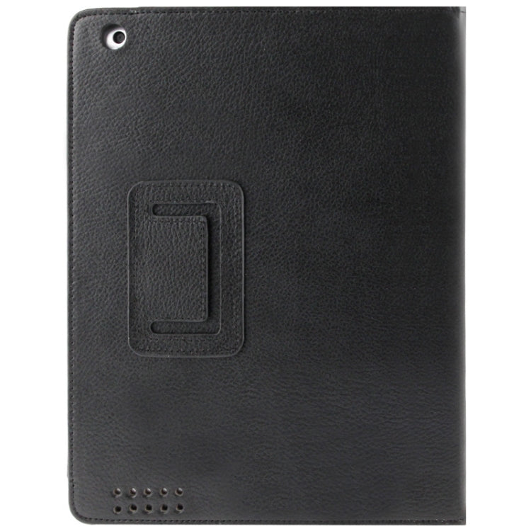 High Quality Litchi Texture Soft Leather Case with Holder for iPad 2 / iPad 3 / iPad 4 (Black)