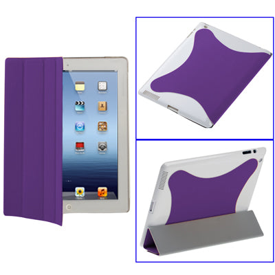 Two-tone 4-fold Smart Cover for iPad 4 / New iPad (iPad 3) / iPad 2, with Sleep/ Wake-up Function