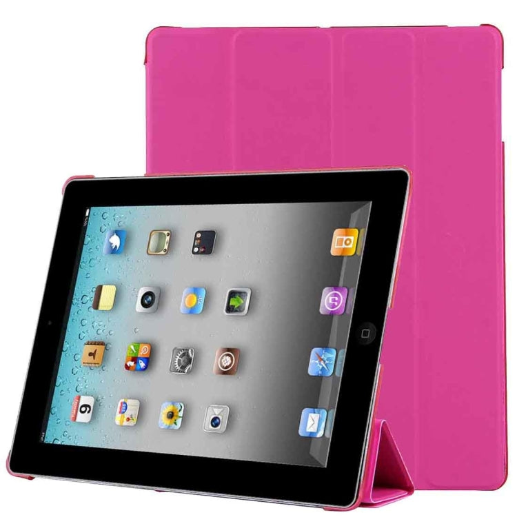 Folding Leather Case with Sleep / Wake-up Function & Holder for iPad 2(Pink)