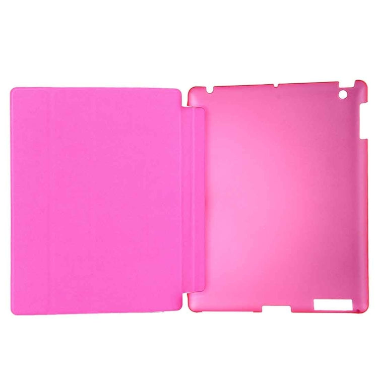 Folding Leather Case with Sleep / Wake-up Function & Holder for iPad 2(Pink)