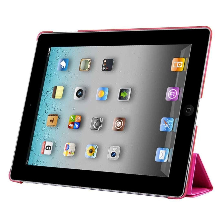Folding Leather Case with Sleep / Wake-up Function & Holder for iPad 2(Pink)