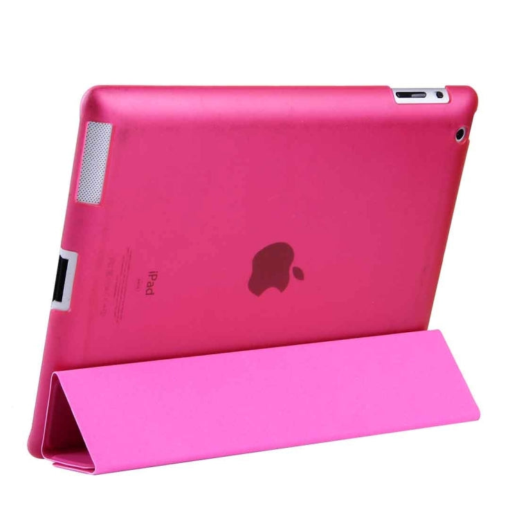 Folding Leather Case with Sleep / Wake-up Function & Holder for iPad 2(Pink)