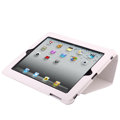 High Quality Bracket Leather Case with Hibernation Function for iPad 2 (White)
