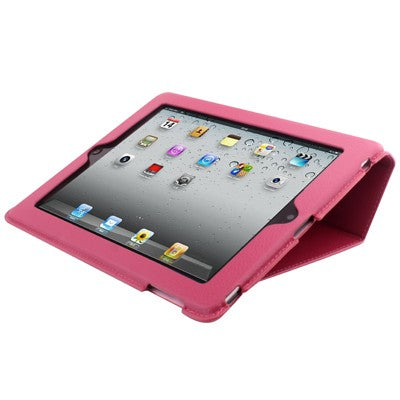 High Quality Bracket Leather Case with Hibernation Function for iPad 2 (Red)