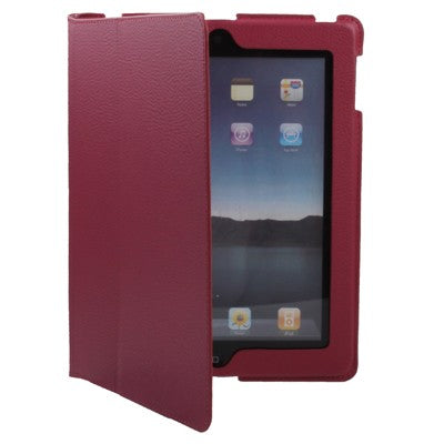 High Quality Bracket Leather Case with Hibernation Function for iPad 2 (Red)