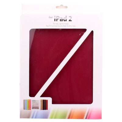 High Quality Bracket Leather Case with Hibernation Function for iPad 2 (Red)