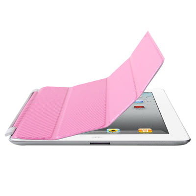 Carbon Skin Style Folding Smart Cover for with Holder for iPad 2 (Pink)