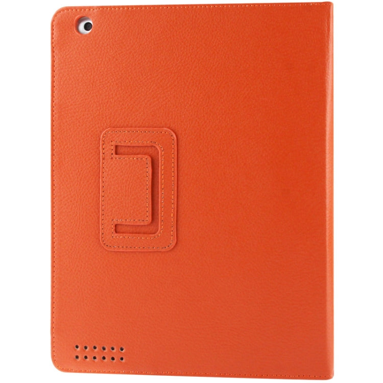 High Quality Litchi Texture Folding Leather with Sleep / Wake-up & Holder Function for iPad 2 / iPad 3 / iPad 4