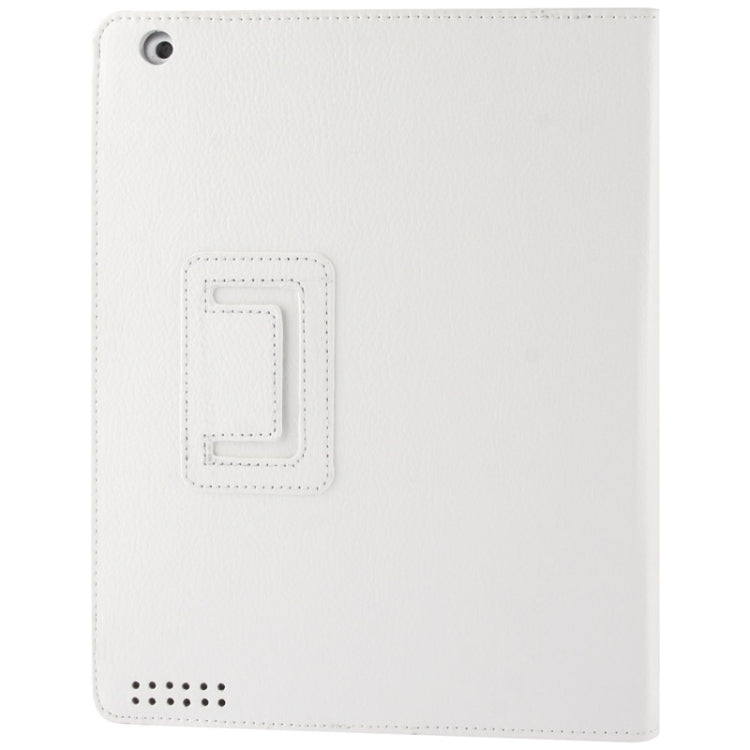 High Quality Litchi Texture Folding Leather with Sleep / Wake-up & Holder Function for iPad 2 / iPad 3 / iPad 4