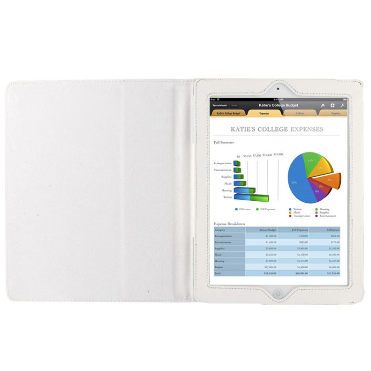 High Quality Litchi Texture Folding Leather with Sleep / Wake-up & Holder Function for iPad 2 / iPad 3 / iPad 4