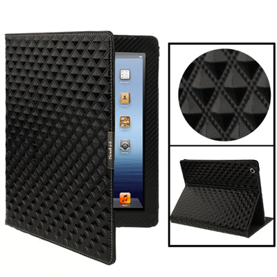 Checkered Style Leather Case with Holder for iPad 4 / New iPad (iPad 3) / iPad 2 (Black)