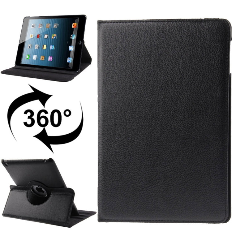 360 Degree Rotatable Litchi Texture Leather Case with Sleep / Wake-up function & Holder for New iPad (iPad 3) / iPad 2