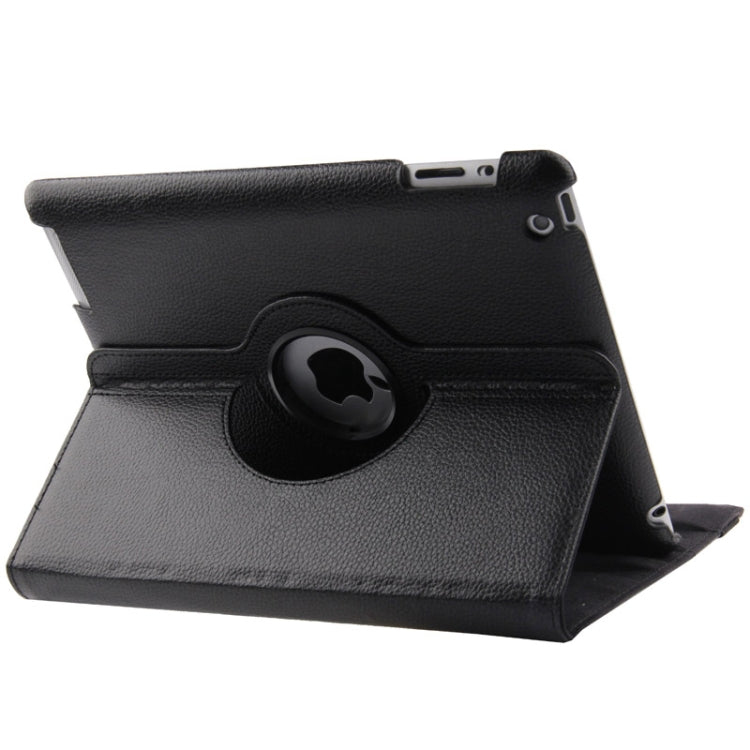 360 Degree Rotatable Litchi Texture Leather Case with Sleep / Wake-up function & Holder for New iPad (iPad 3) / iPad 2