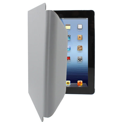 High Quality Flip Leather Case with Plastic Back Shell for New iPad (iPad 3), Grey