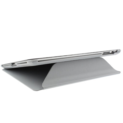 High Quality Flip Leather Case with Plastic Back Shell for New iPad (iPad 3), Grey