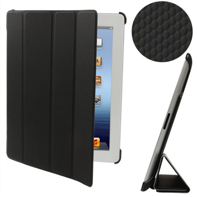 4-fold Double-sided Ball Texture Smart Cover with Holder for iPad 4 / New iPad (iPad 3) / iPad 2, Black