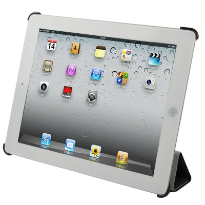 4-fold Double-sided Ball Texture Smart Cover with Holder for iPad 4 / New iPad (iPad 3) / iPad 2, Black