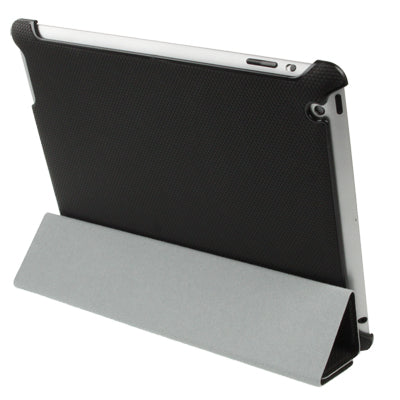 4-fold Double-sided Ball Texture Smart Cover with Holder for iPad 4 / New iPad (iPad 3) / iPad 2, Black