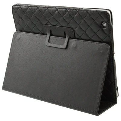 2-fold Lattice Leather Case with Holder for New iPad (iPad 3), Black