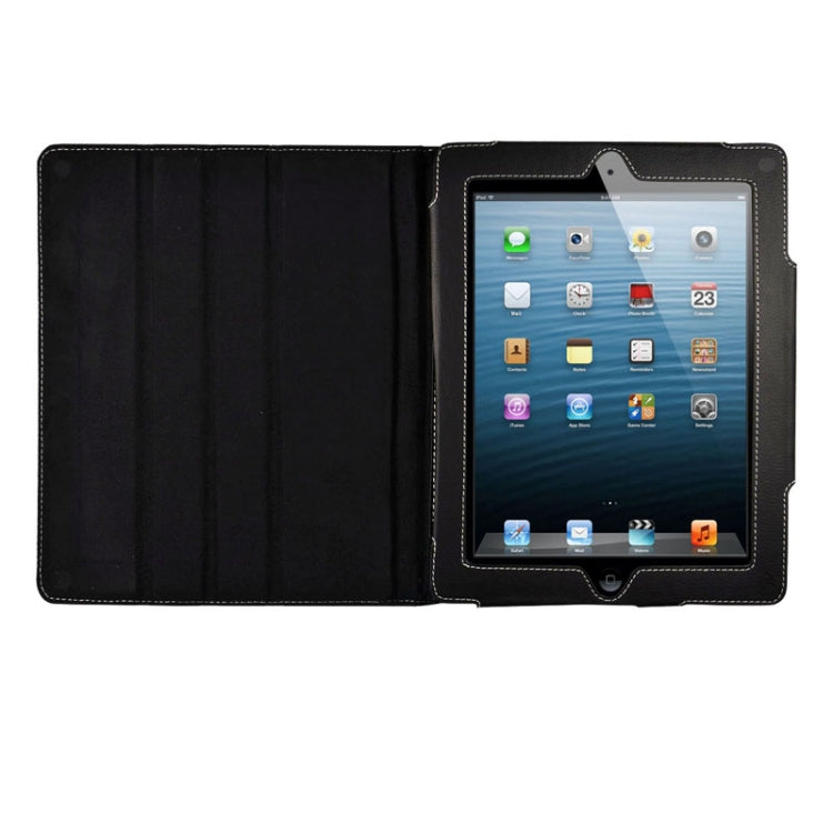 Litchi Texture Leather Case with 3-angle Viewing Holder for iPad 4 / New iPad (iPad 3) / iPad 2 (Black)
