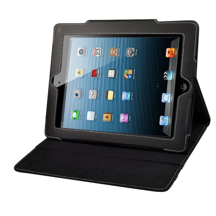 Litchi Texture Leather Case with 3-angle Viewing Holder for iPad 4 / New iPad (iPad 3) / iPad 2 (Black)