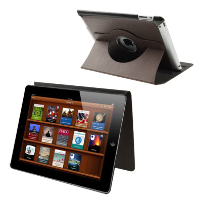 360 Degree Rotatable Ultra Slim Leather Case with Sleep / Wake-up & Holder Function for New iPad (iPad 3), Brown