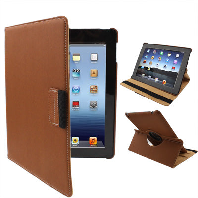 360 Degree Rotatable Leather Case with Holder for iPad 4, New iPad / iPad 3