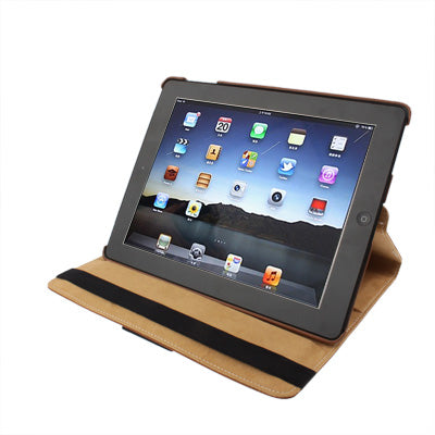 360 Degree Rotatable Leather Case with Holder for iPad 4, New iPad / iPad 3