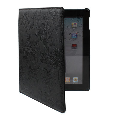 Luxury Embossing Flower Design 360 Degree Rotatable Sleep / Wake-up Function Leather Case with Holder for iPad 4 / New iPad (iPad 3) / iPad 2