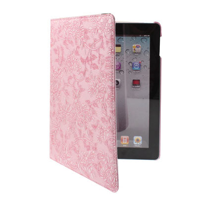 Luxury Embossing Flower Design 360 Degree Rotatable Sleep / Wake-up Function Leather Case with Holder for iPad 4 / New iPad (iPad 3) / iPad 2