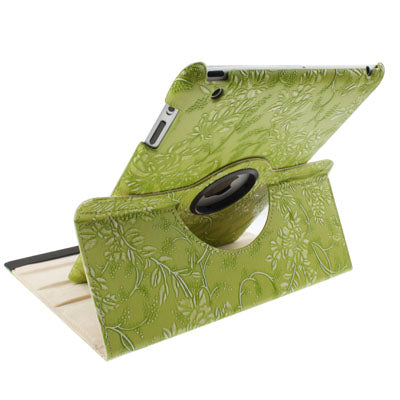 Luxury Embossing Flower Design 360 Degree Rotatable Sleep / Wake-up Function Leather Case with Holder for iPad 4 / New iPad (iPad 3) / iPad 2