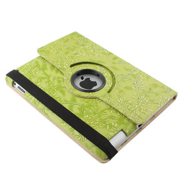Luxury Embossing Flower Design 360 Degree Rotatable Sleep / Wake-up Function Leather Case with Holder for iPad 4 / New iPad (iPad 3) / iPad 2