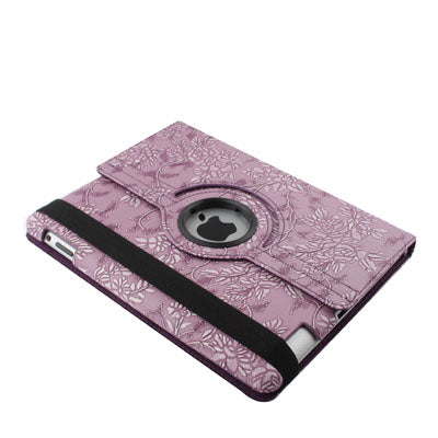 Luxury Embossing Flower Design 360 Degree Rotatable Sleep / Wake-up Function Leather Case with Holder for iPad 4 / New iPad (iPad 3) / iPad 2