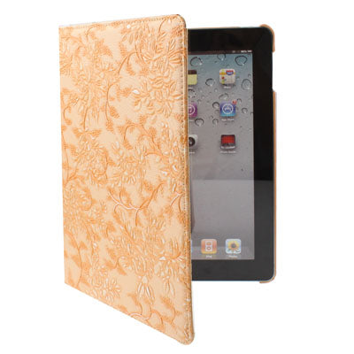 Luxury Embossing Flower Design 360 Degree Rotatable Sleep / Wake-up Function Leather Case with Holder for iPad 4 / New iPad (iPad 3) / iPad 2