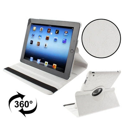 Luxury Embossing Flower Design 360 Degree Rotatable Sleep / Wake-up Function Leather Case with Holder for iPad 4 / New iPad (iPad 3) / iPad 2