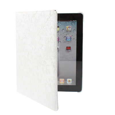 Luxury Embossing Flower Design 360 Degree Rotatable Sleep / Wake-up Function Leather Case with Holder for iPad 4 / New iPad (iPad 3) / iPad 2
