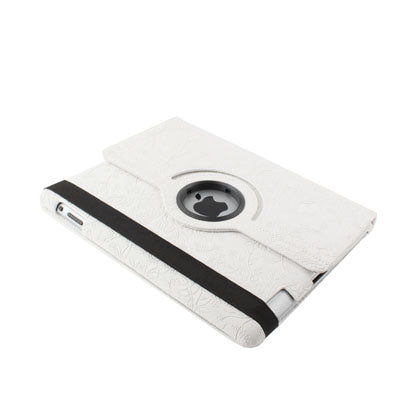 Luxury Embossing Flower Design 360 Degree Rotatable Sleep / Wake-up Function Leather Case with Holder for iPad 4 / New iPad (iPad 3) / iPad 2